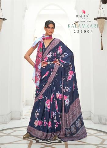 Kalamkari Silk By Rajtex Crape Fancy Wear Saree Collection